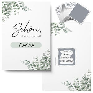50x Gratta e Vinci Matrimonio da Scrivere - Segnaposto 2 in 1 con Attività Individuali per Matrimonio come Gioco per Matrimonio (Eucalipto)
