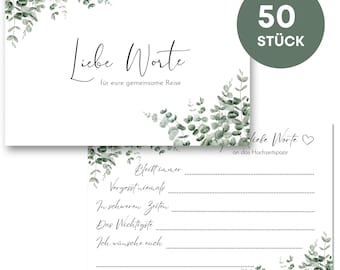 50 loving words for the wedding couple - wish cards, guest cards as an alternative to the guest book