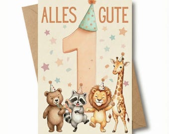 MAVANTO Birthday Card for 1st to 5th Birthdays with Envelope - Greeting Card for Girls & Boys on their First to Fifth Birthday