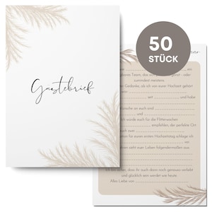 50 biglietti per invitati al matrimonio – biglietti per gli ospiti con testo vuoto come divertente gioco di nozze o come alternativa al libro degli ospiti