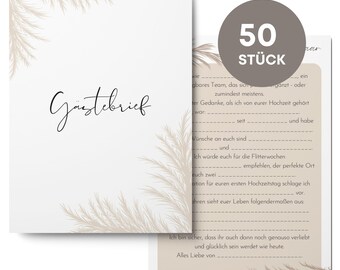 50x Guest Letter Cards Wedding - Fill in the blanks Guest cards as a fun wedding game or as an alternative to the guest book
