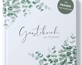 MAVANTO Gästebuch Hochzeit mit Fragen zum Ausfüllen - Hochwertiges Hochzeitsgästebuch für unvergessliche Erinnerungen (Eukalyptus)