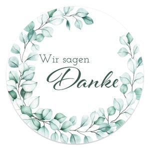 Danke Aufkleber rund 4,5 cm - Wir sagen Danke Sticker ideal für Hochzeit, Geburtstag, Dankeskarten & Give Aways