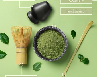 Scopa Bambù Matcha Set Da Tè Matcha - 5 Pezzi - Ciotola Ceramica E Scopa Bambù - Nero - Accessori Completi Kit Cerimonia Tè Giapponese - 9