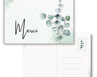 MAVANTO Lot de 20 cartes de remerciement pour mariage Eucalyptus DIN A6 comme cartes de remerciement pour les célébrations (Merci)