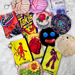 Loteria Coin Purse | Mexico Coin Purse | Conchita, Tortilla, Nopal Coin Purse | Takis Coin Purse