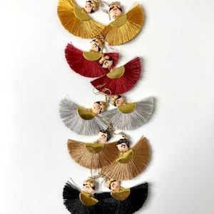 Mexican Earrings| Frida Earrings | Waterfall | Fan Style Frida Earrings| Hand Crafted in Mexico | Mexico Frida Earrings