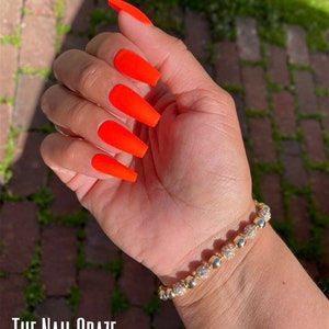 Neon Orange press on nails, Press on nails, Orange nails, Neon orange nails, Neon press on nails, Matte nails press on, Neon matte nails
