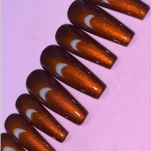 Copper nails,Burnt Orange press on nails, Press on nails fall, Fall nails, Orange press on nails