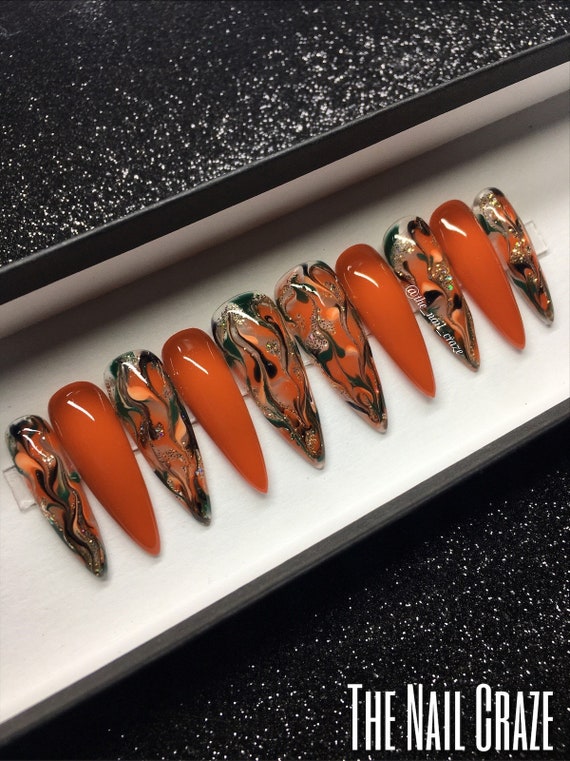 Burnt Orange Nails: 45+ Designs and Ideas Perfect for Fall | Brown nails, Orange  nail designs, Orange nails