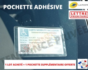 Porte Carte Mobilité Inclusion CMI LOT DE 2 Adhésif Transparent Support Etui Stationnement Handicapé Invalidité Priorité