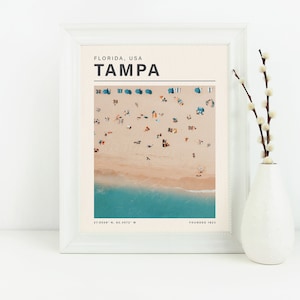 Tampa Bay Florida Wand Kunstdruck | Vintage Reise Kunstdrucke | Retro Reiseposter | Travel Gallery Wand | Ziel | Städte Sehenswürdigkeiten