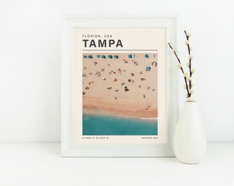 Tampa Bay Florida Wall Art Print | Vintage Travel Art Prints | Retro Travel Posters | Travel Gallery Wall | Destination | Cities Landmarks