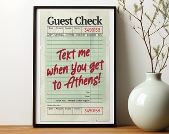 Athens Georgia Guest Check | Athens Wall Art | College Dorm Art Print | Georgia Instant Print | Georgia Poster Athens Decor | Georgia Print