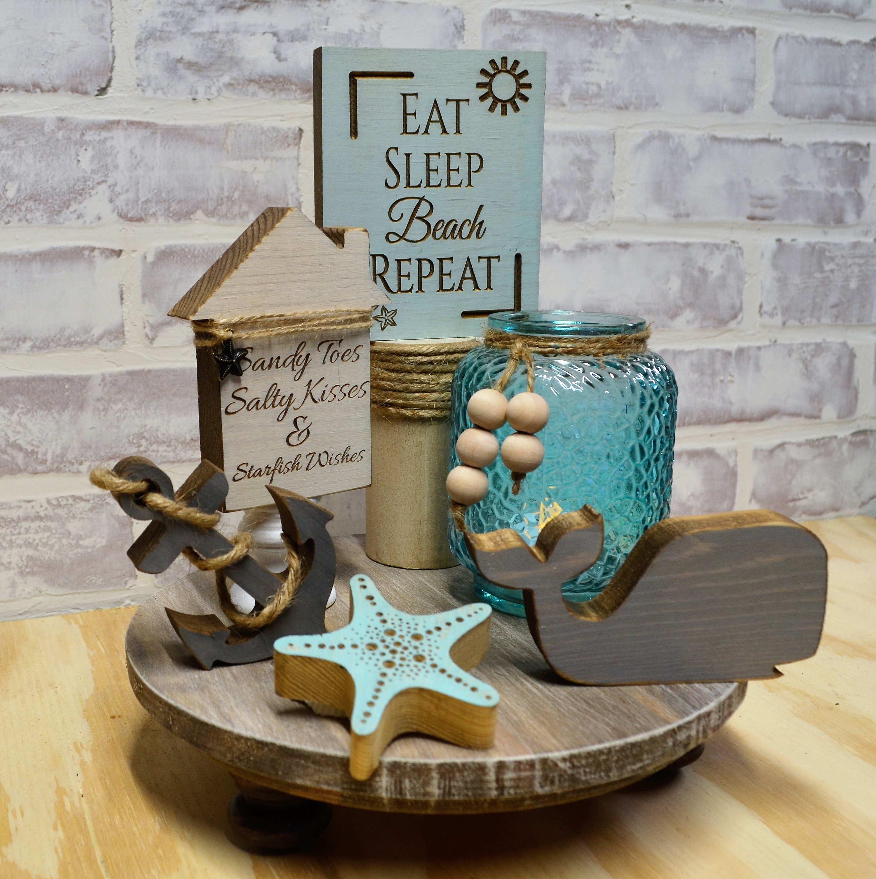 Beach Tray Decor *Summer Decor * Starfish* Beach Block Sign *Sand Dollar *Beach Theme Tray *Whales *Anchors