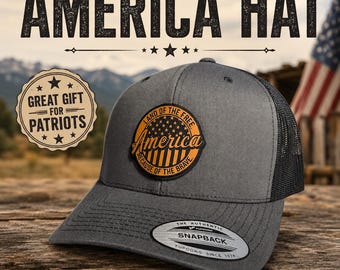 America Leather Patch Trucker Hat – Land of the Free Snapback