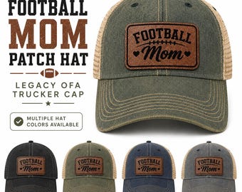Football Mom Hat, Football Texture Patch Trucker Hat, Legacy OFA Women’s Football Cap, Game Day Mom Gift, Sports Mom Hat