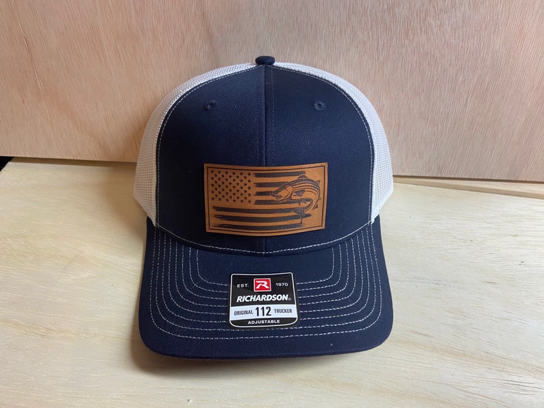 Trucker Hat With USA Flag and Striped Bass. Richardson 112 Hat - Etsy