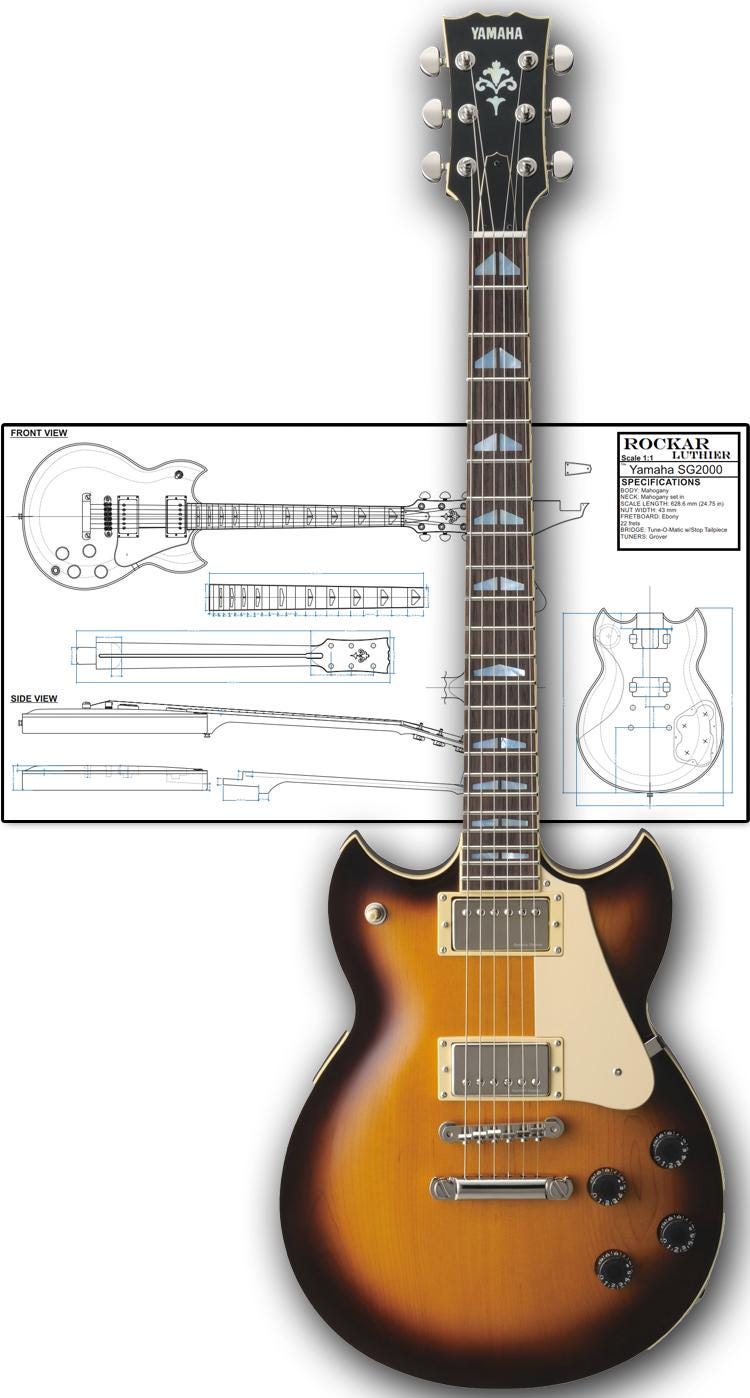 Plans/blueprints for Luthier, Style Yamaha SG2000 Guitar - Etsy