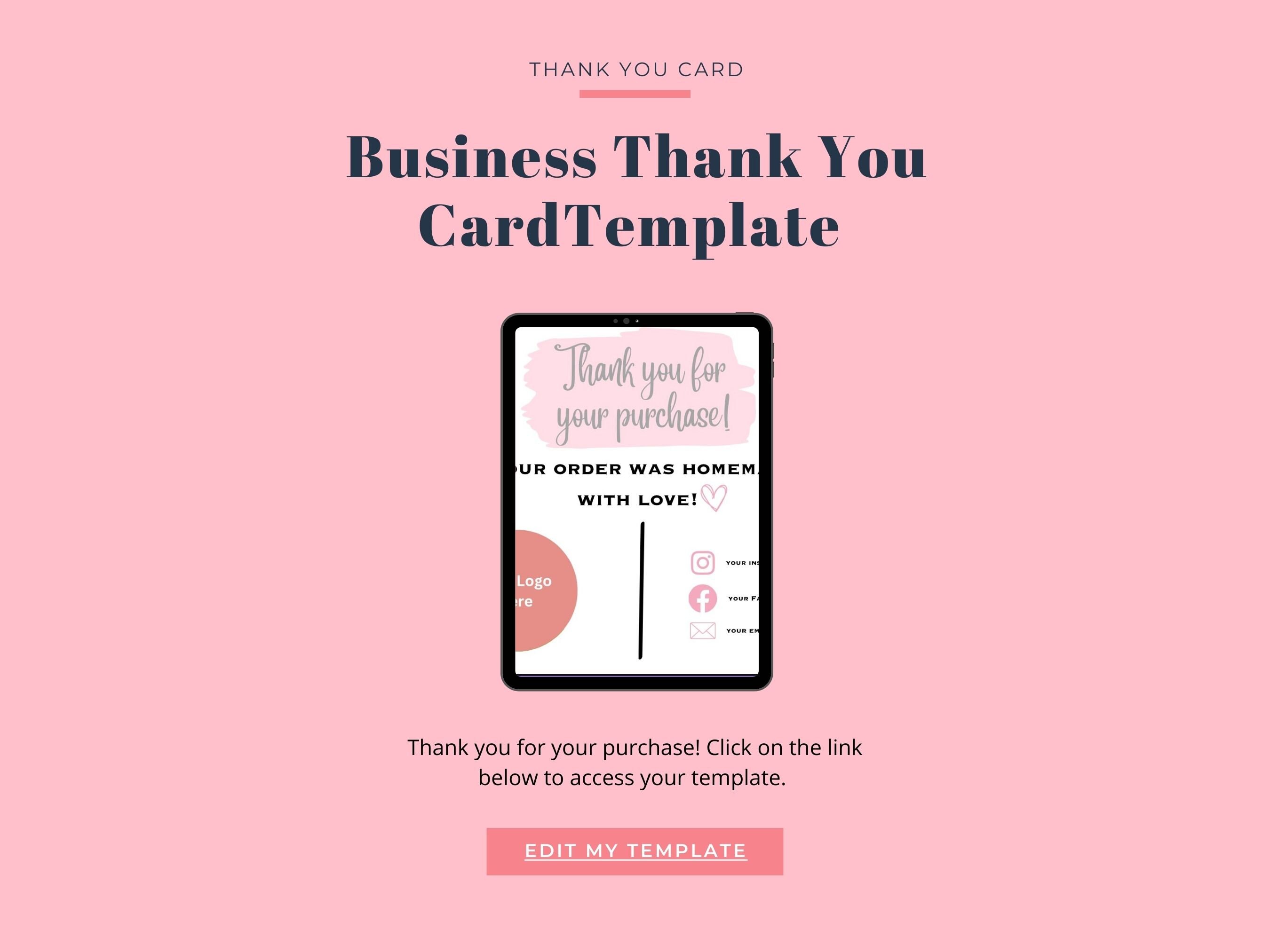 Editable Canva Business Thank You Card Template - Etsy