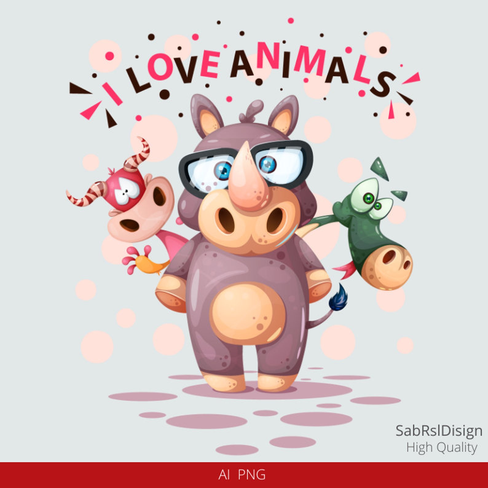 Beautiful Cartoon animals love animals for Kids download | Etsy