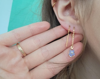REAL Forget-Me-not Threader Earrings