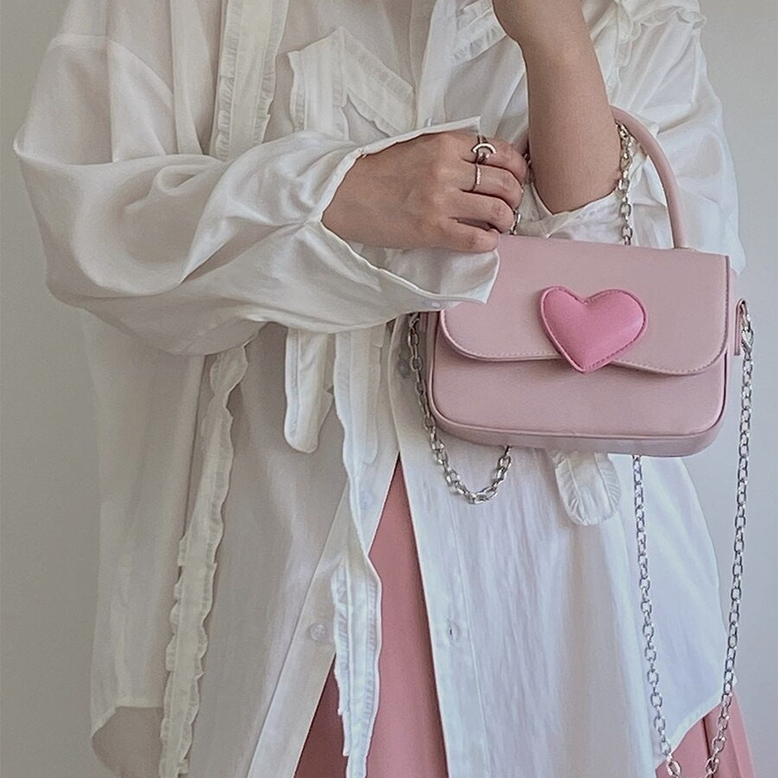 Heart Handbag Pink Messenger Bag Pastel Crossbody Bag Etsy