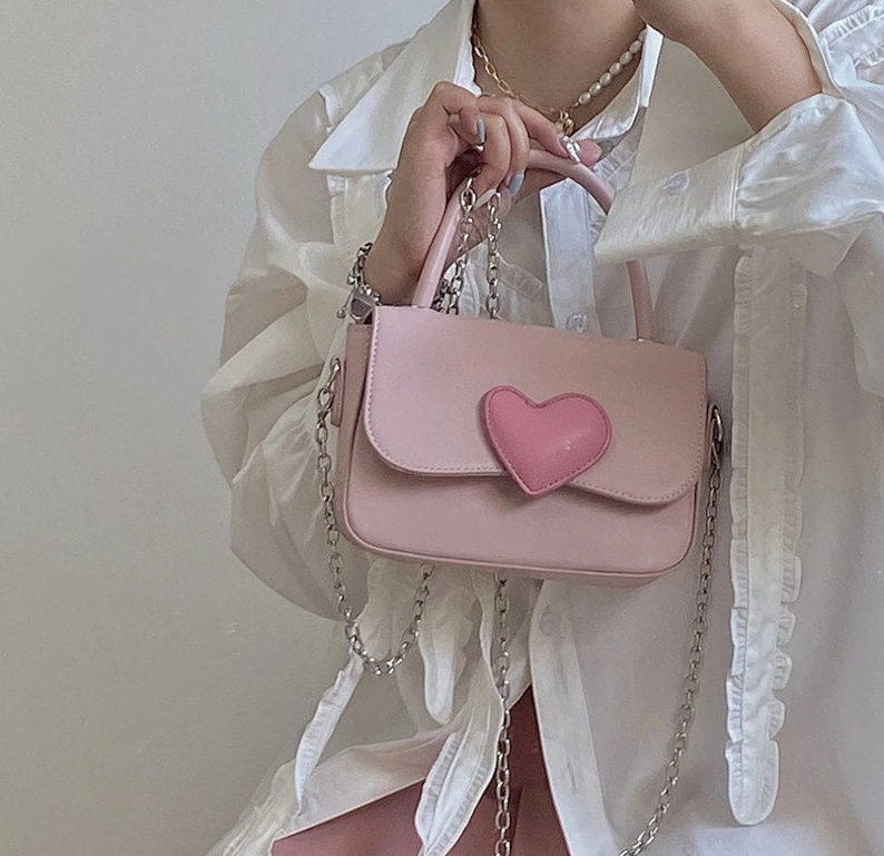 Heart Handbag Pink Messenger Bag Pastel Crossbody Bag Etsy