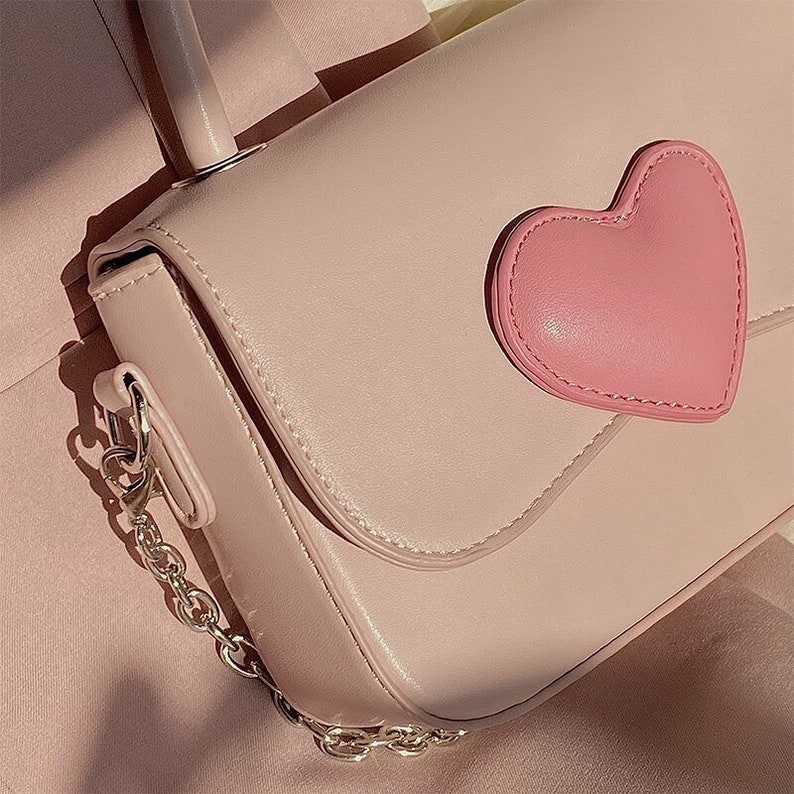 Heart Handbag Pink Messenger Bag Pastel Crossbody Bag Etsy