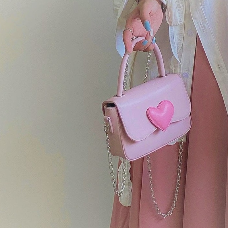 Heart Handbag Pink Messenger Bag Pastel Crossbody Bag Etsy