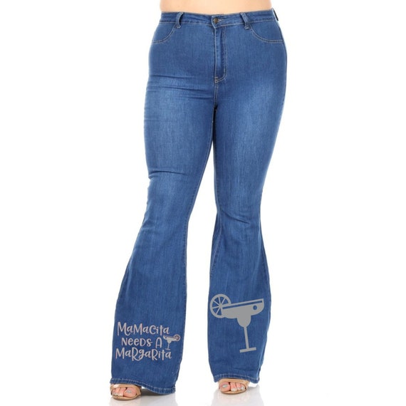 Mama Needs A Margarita Women's Pus High Waist Bell Bottom Medium