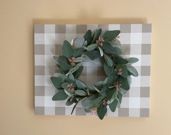 Frame Wreaths, Lamp's Ear Wreath, Eucalyptus Wreath, Wall Decor Wreath, Canvas Wreaths, Farmhouse Wreaths, Wreath on Art Frame