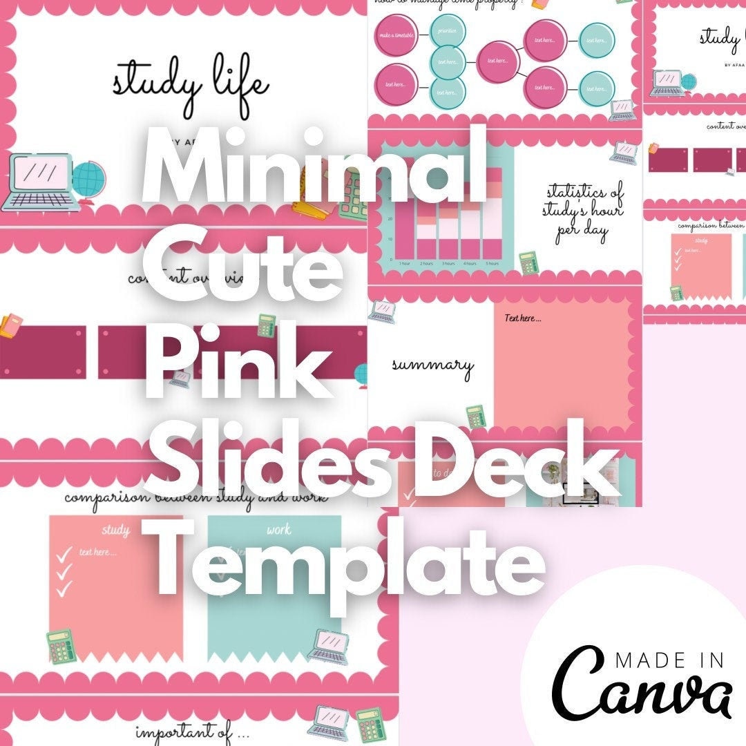 Minimal Cute Pink Slides Deck Template for Study and Work Etsy Minimal Cute Pink Slides Deck Template for Study and Work Etsy