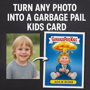 Benutzerdefinierte Garbage Pail Kid Bild | Personalisierte Garbage Pail Kids Kunst | Vergnügt | Lustige Geschenkidee | Nostalgisches Sammlerstück