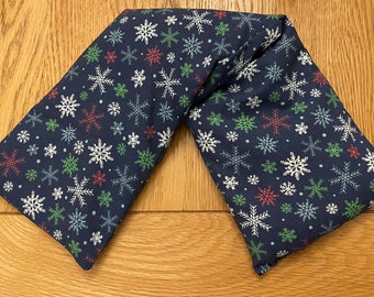 Microwavable wheat pack - blue snowflake Christmas fabric