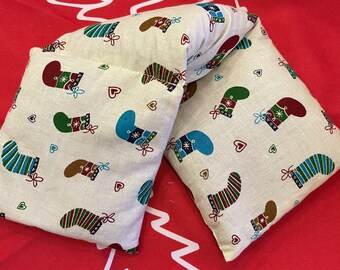 Microwavable wheat pack - Christmas stocking fabric