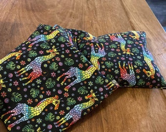 Microwavable wheat pack - giraffe fabric