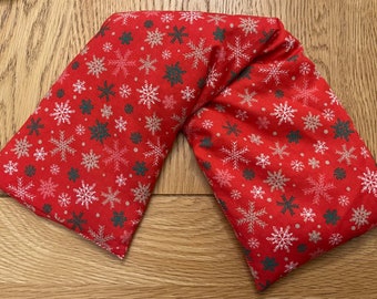 Microwavable wheat pack - red snowflake Christmas fabric