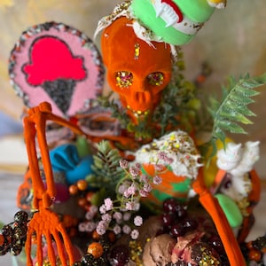 Halloween candy centerpiece, skeleton decor, faux sweets decor, party decor, whimsical Halloween decor