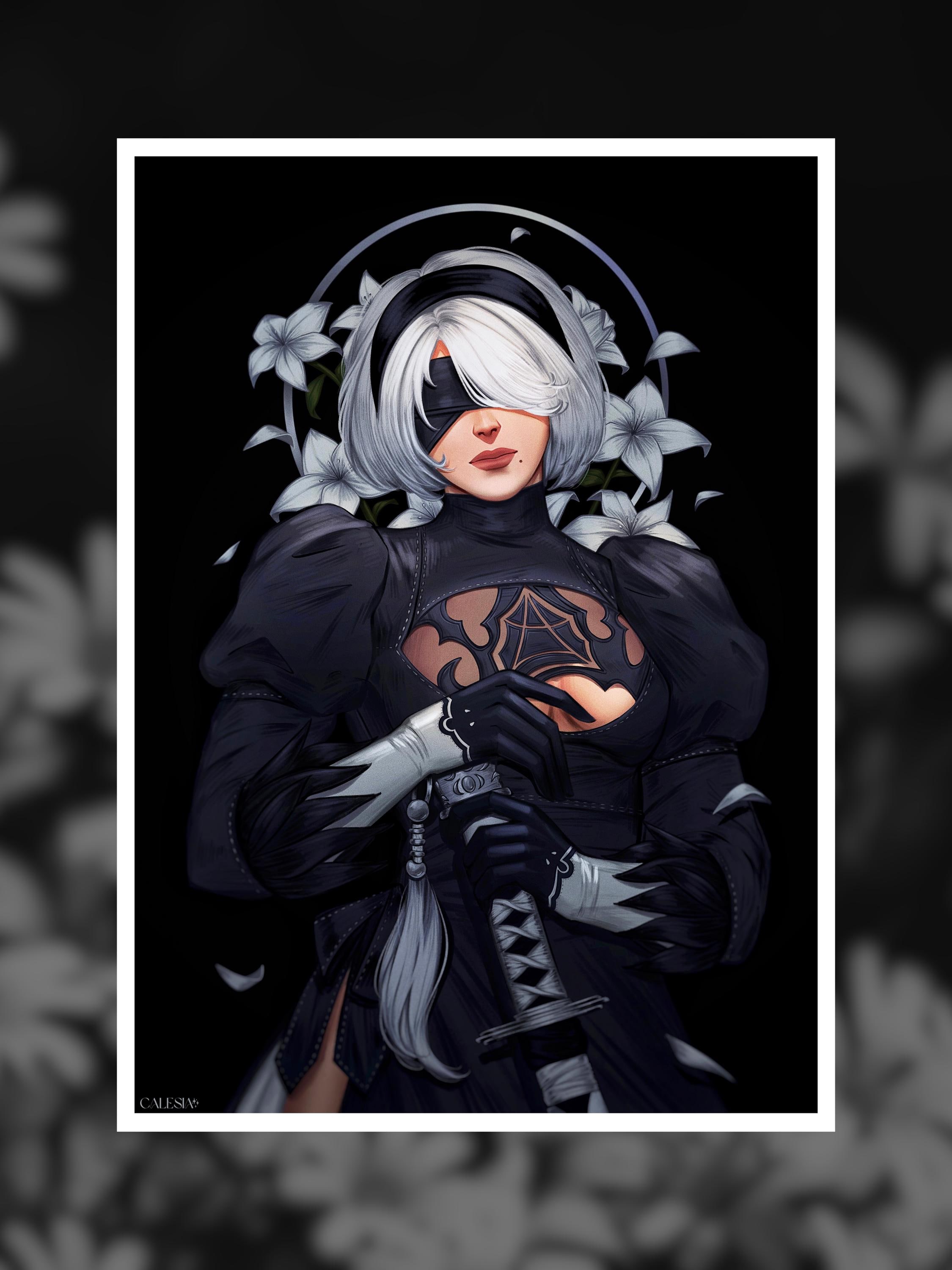 PSA10 Nier Automata 2B BTサイン ニアオートマター Nier Automata - 2B (with Blindfold) - Print or Sticker - Etsy