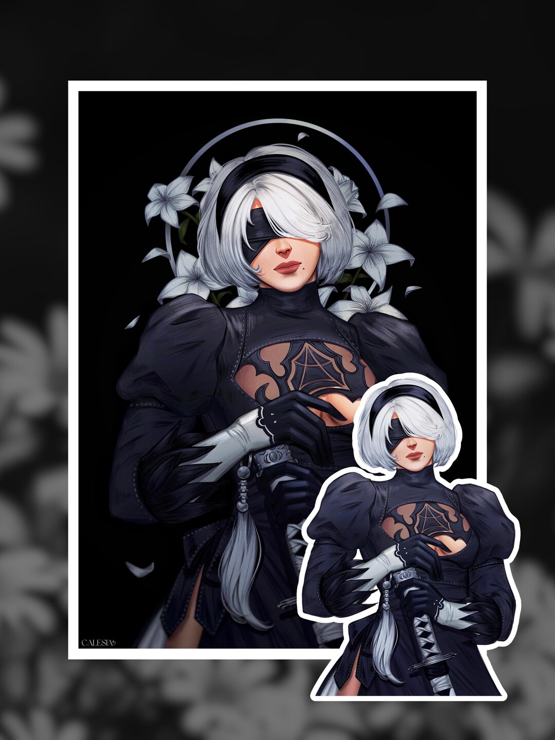 Nier Automata - 2B (with Blindfold) - Print or Sticker - Etsy