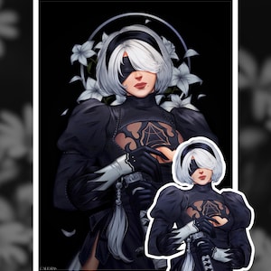 NieR Automata - 2B (With Blindfold) - Print or Sticker