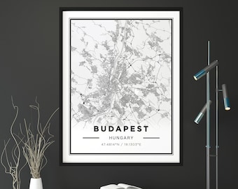 Budapest Street City Map, High Quality, Printable Art, Map Digital Print, Wall Art, Motivational Quote Poster *INSTANT DOWNLOAD*