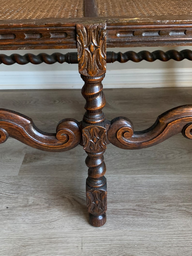 Antique Numbered Michigan Chair Company 3 Seat Carved Wood Etsy