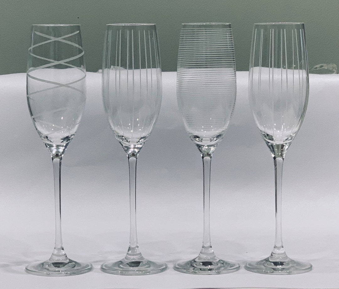 Vintage Signed Mikasa Champagne Flutes. Set of 4. Etsy