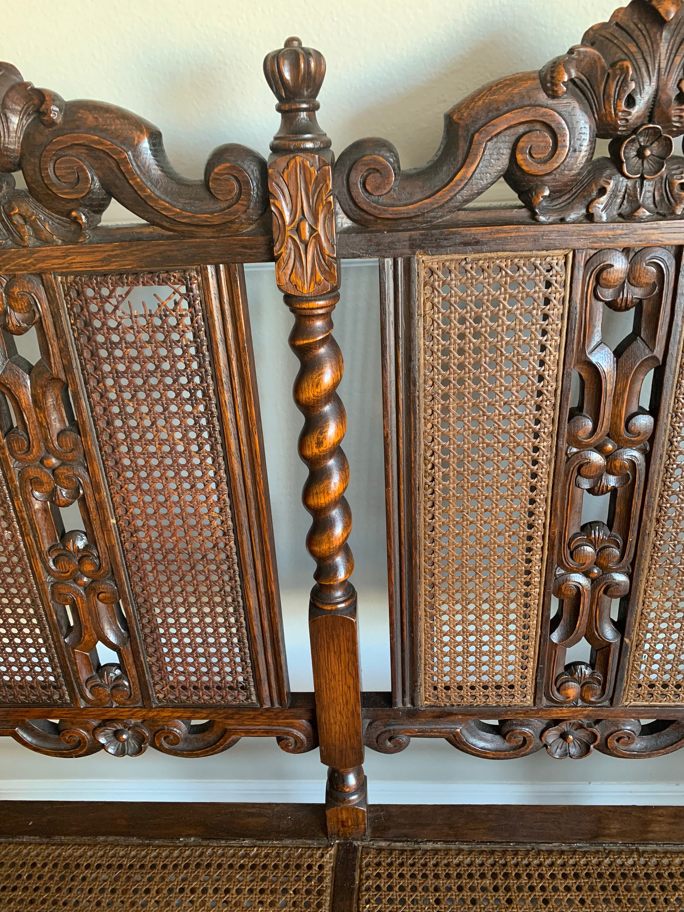 Antique Numbered Michigan Chair Company 3 Seat Carved Wood Etsy