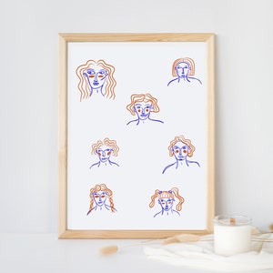 One line art, Printable Wall Art, Digital Download