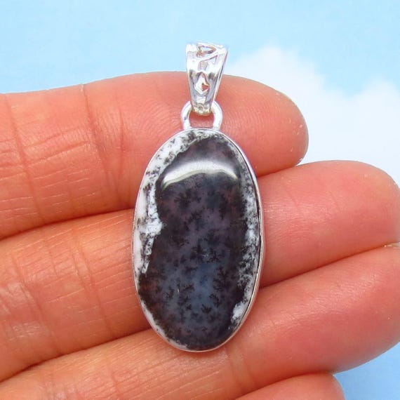 Siberian Merlinite Dendritic Opal Pendant 925 Sterling Silver 171268
