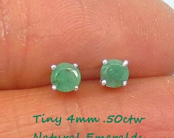 Tiny Natural Emerald Earrings 281199 Stud Studs Post Posts