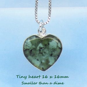 Tiny Canadian Nephrite Jade Heart Pendant or Necklace Sterling Silver 260801 Jade Heart Necklace Jade Pendant Jade Necklace Heart Necklace